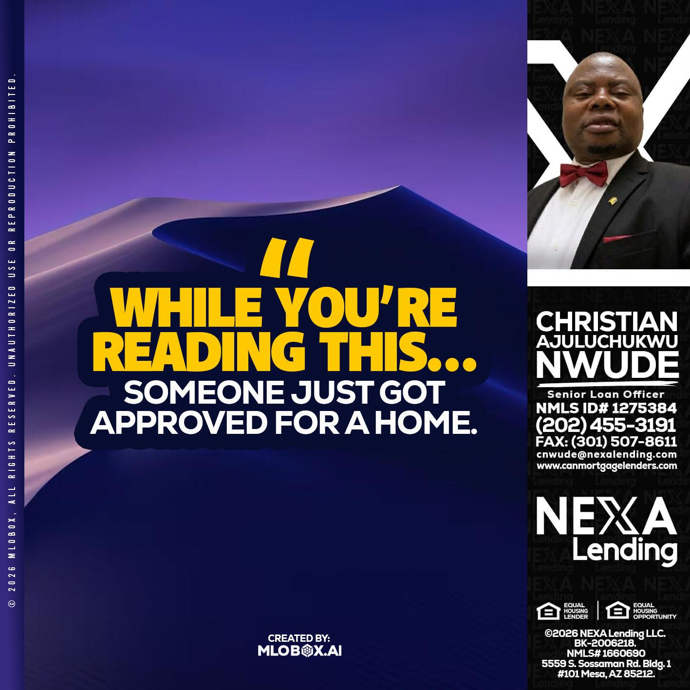 WHILE YOU - Christian AJuluchukwu Nwude -Senior Loan Officer