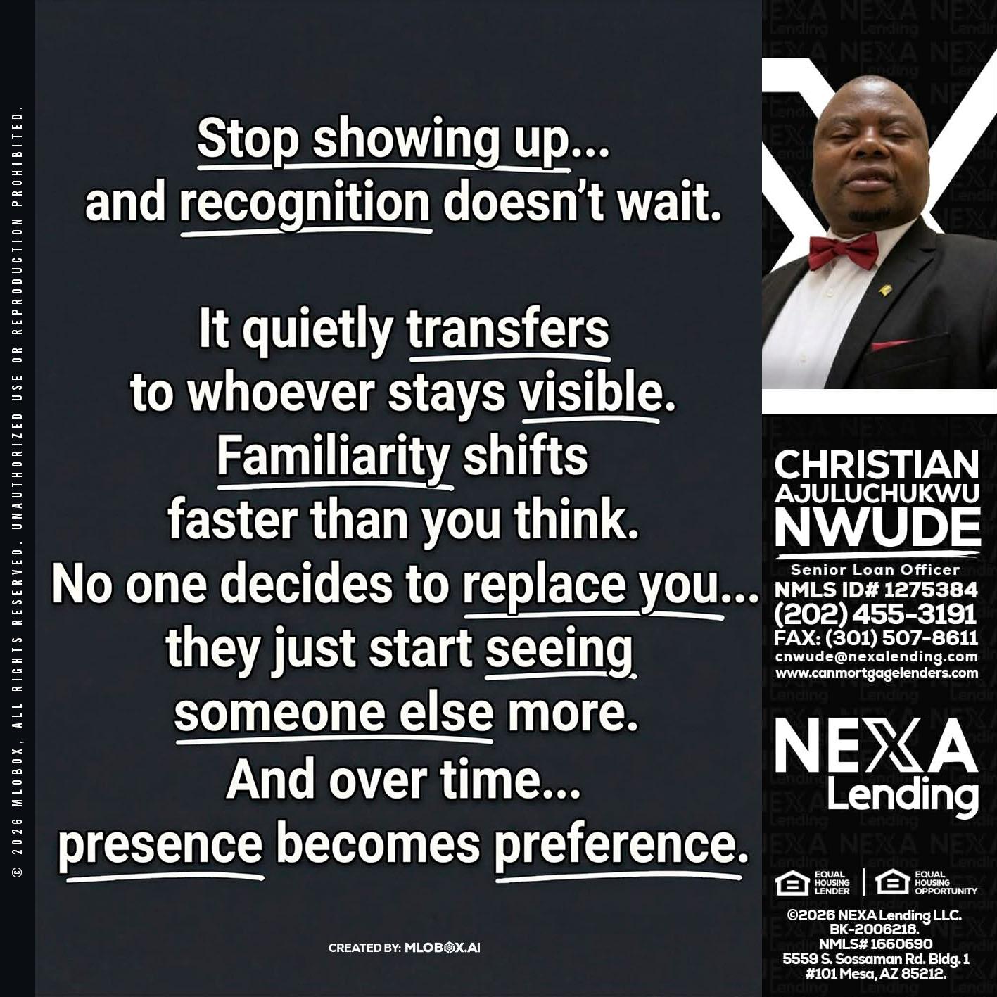 STOP SHOWING - Christian AJuluchukwu Nwude -Senior Loan Officer