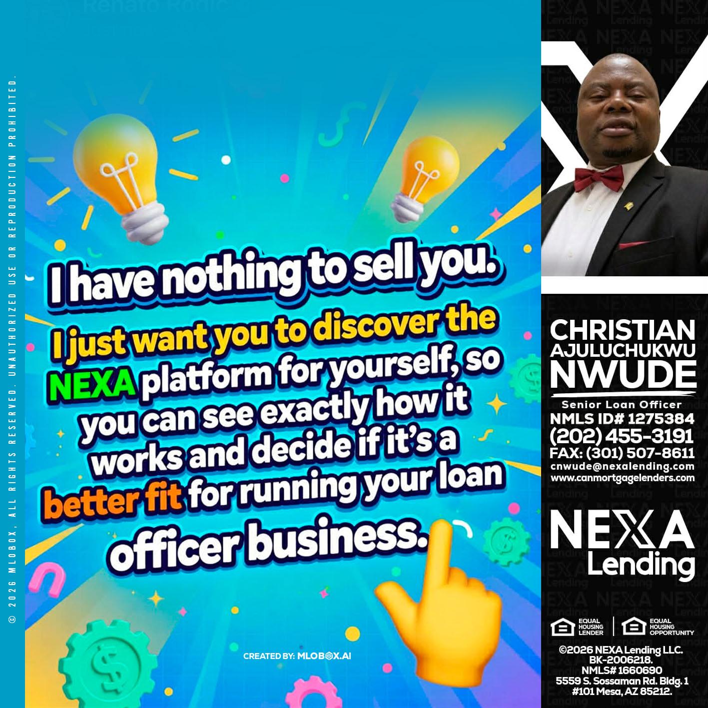 I HAVE NOTHING - Christian AJuluchukwu Nwude -Senior Loan Officer