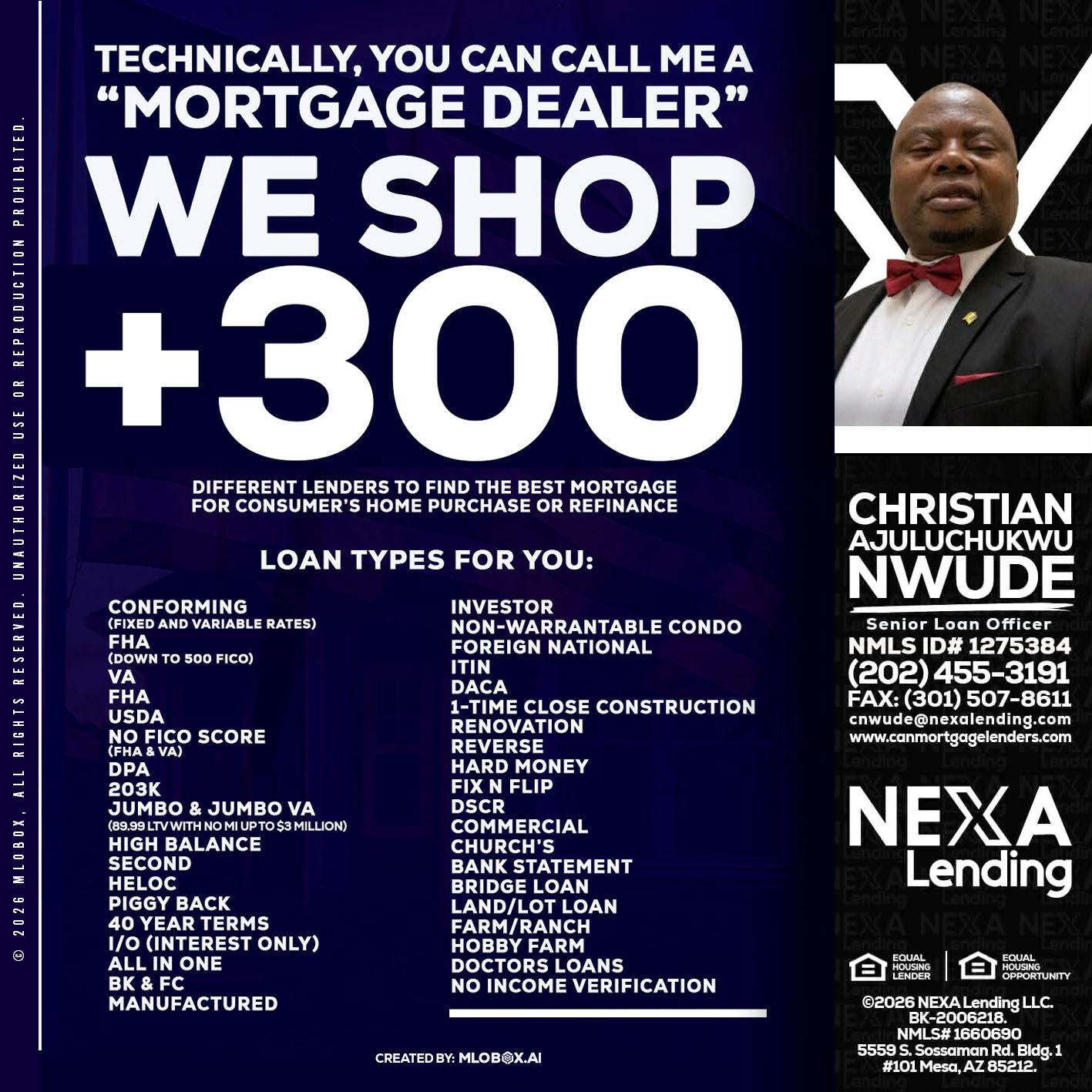 300+ LENDERS - Christian AJuluchukwu Nwude -Senior Loan Officer