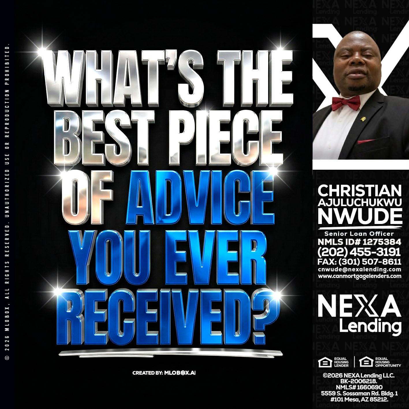 WHATS THE BEST - Christian AJuluchukwu Nwude -Senior Loan Officer