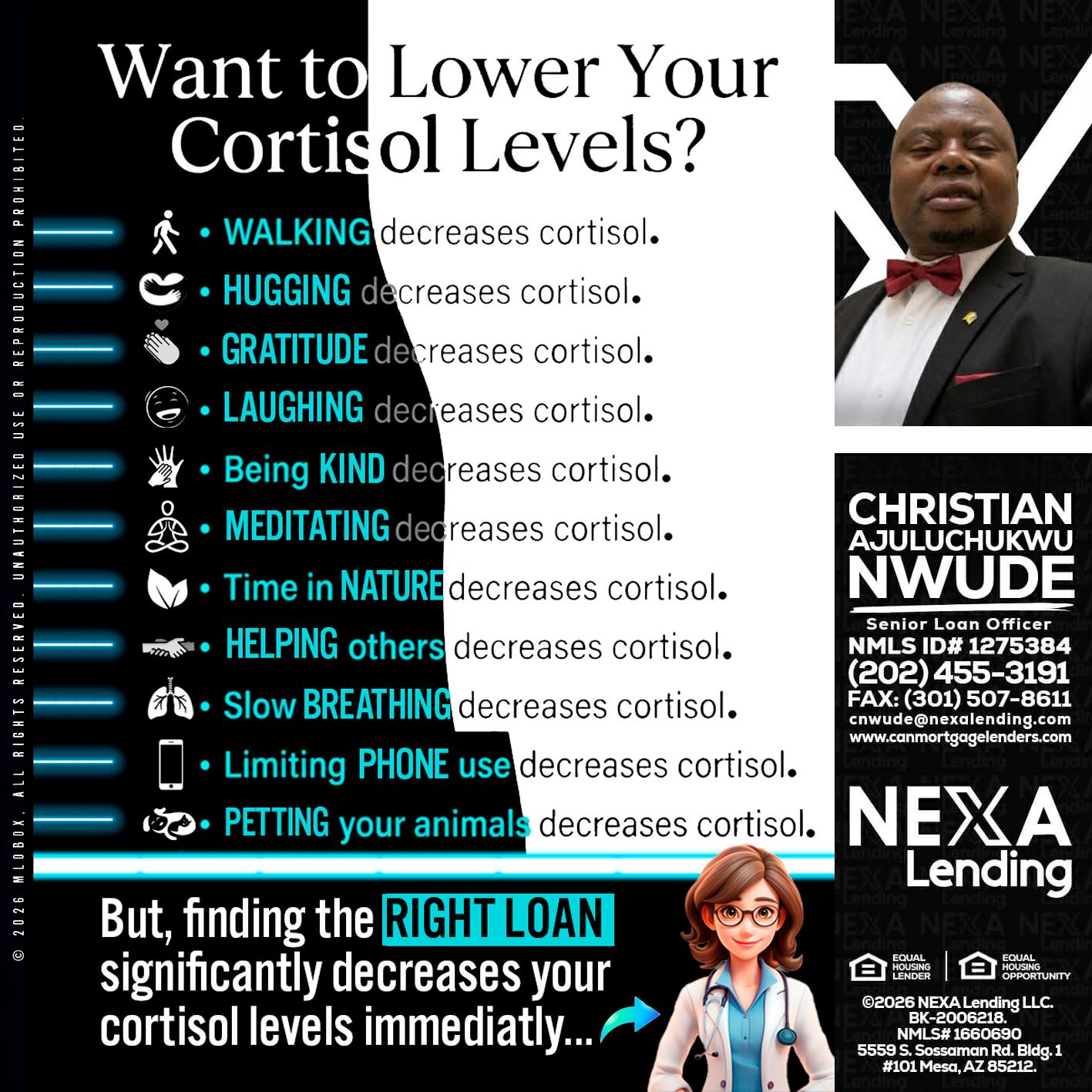 Want to lower Your Cortisol Levels? - Christian AJuluchukwu Nwude -Senior Loan Officer