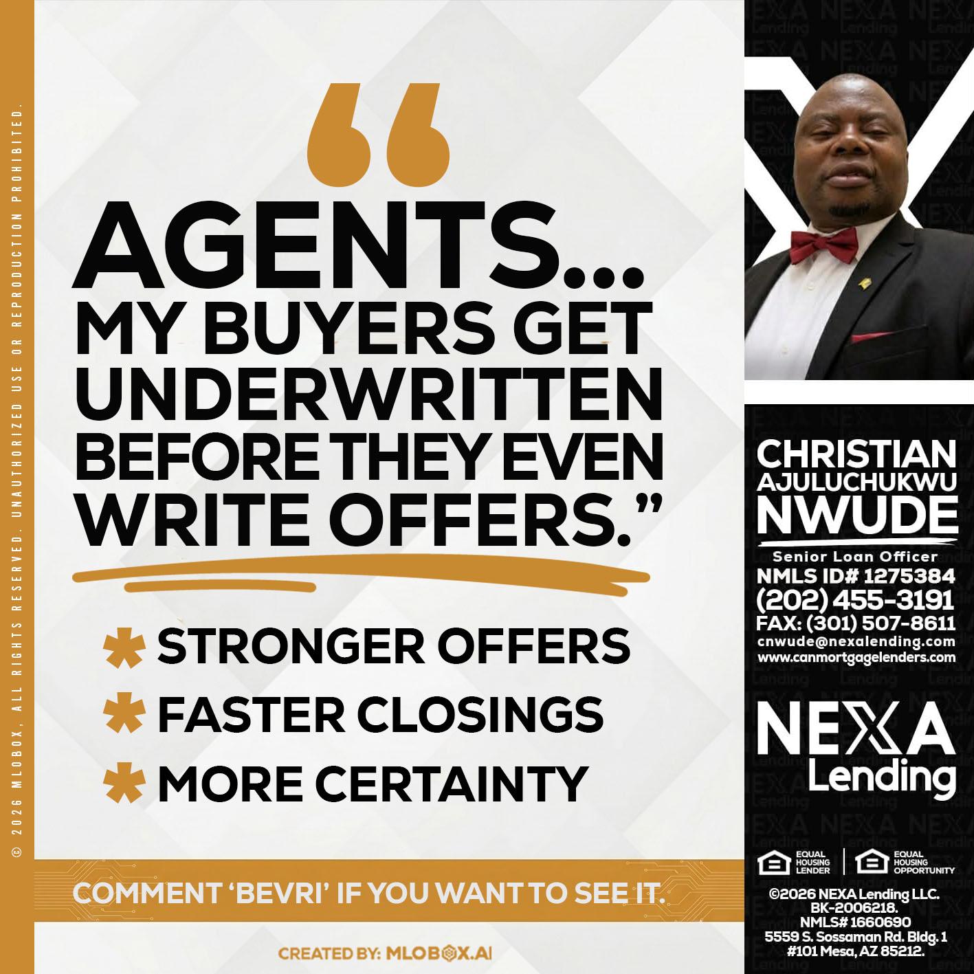 agents - Christian AJuluchukwu Nwude -Senior Loan Officer