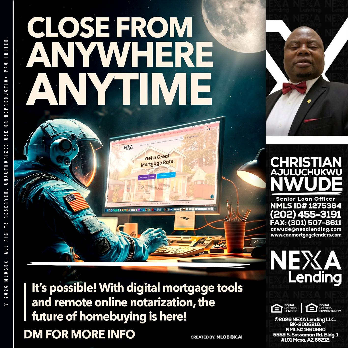 CLOSE FROM - Christian AJuluchukwu Nwude -Senior Loan Officer