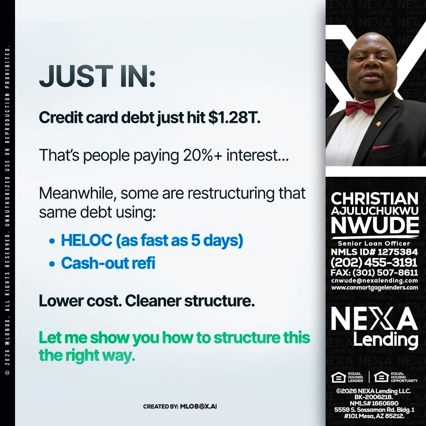 JUST IN - Christian AJuluchukwu Nwude -Senior Loan Officer