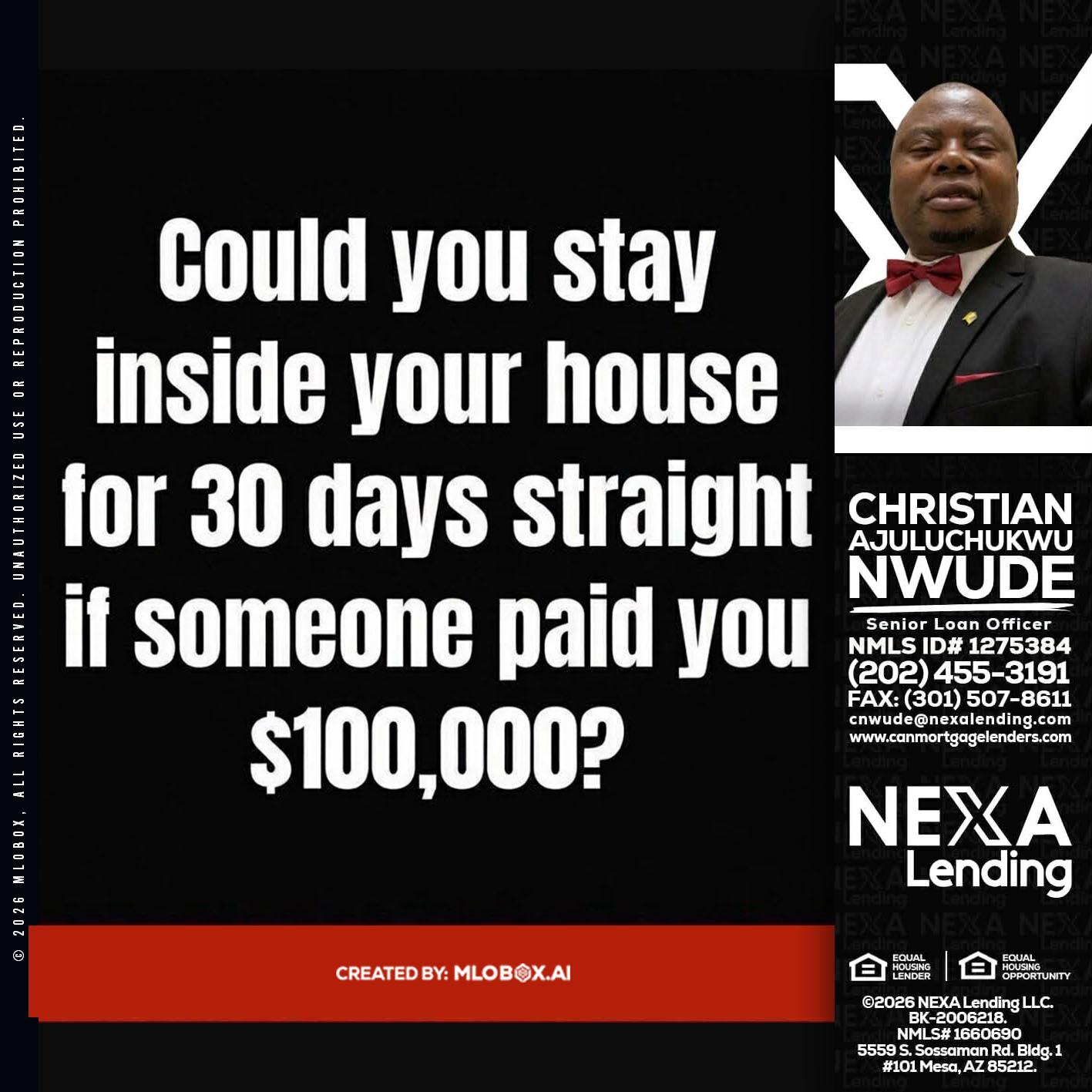 COULD YOU STAY - Christian AJuluchukwu Nwude -Senior Loan Officer