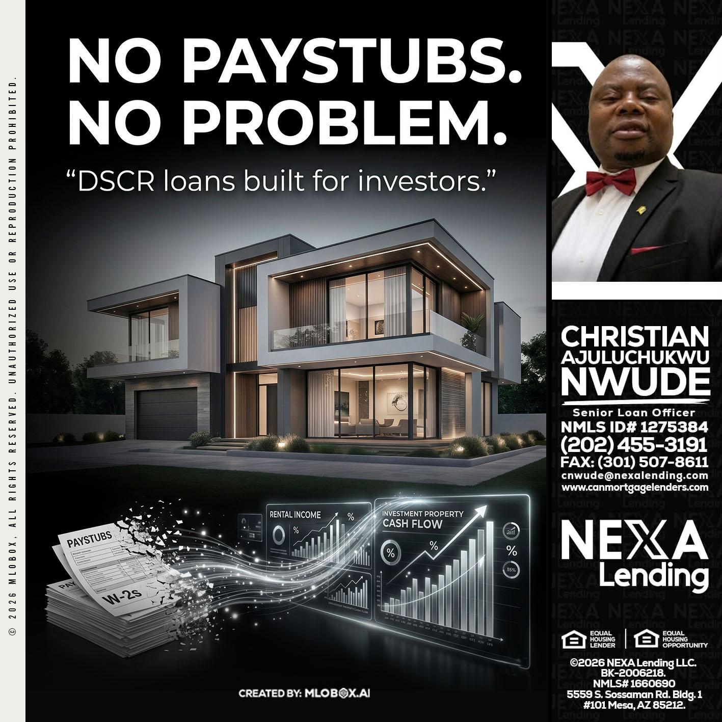 no paystub - Christian AJuluchukwu Nwude -Senior Loan Officer