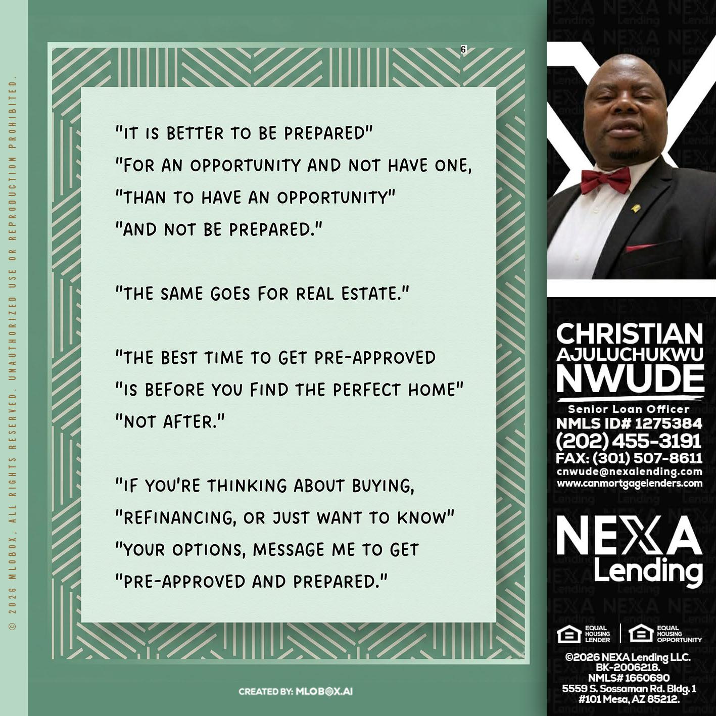 its better - Christian AJuluchukwu Nwude -Senior Loan Officer