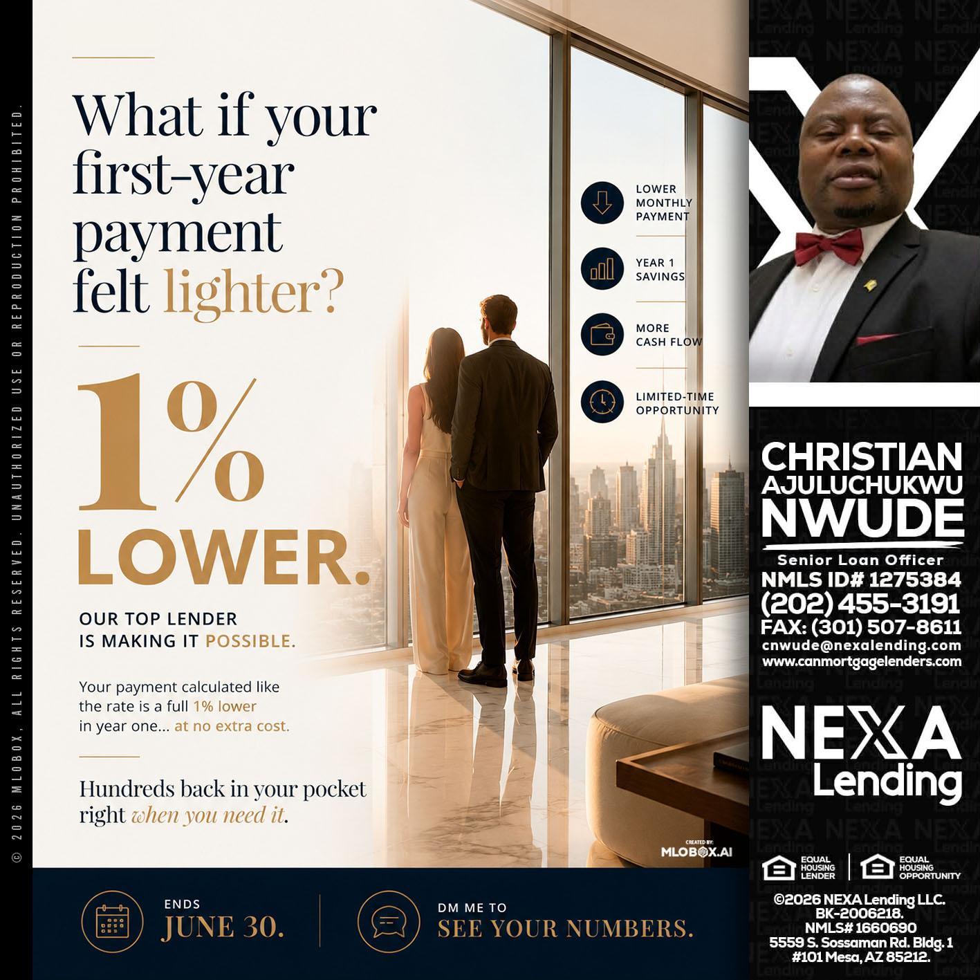 1% lower - Christian AJuluchukwu Nwude -Senior Loan Officer