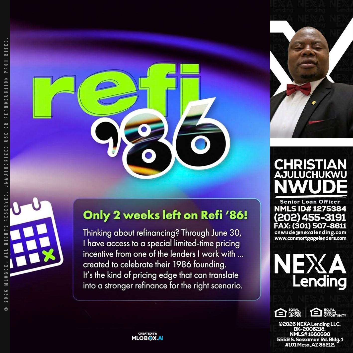 REFI 86 - Christian AJuluchukwu Nwude -Senior Loan Officer