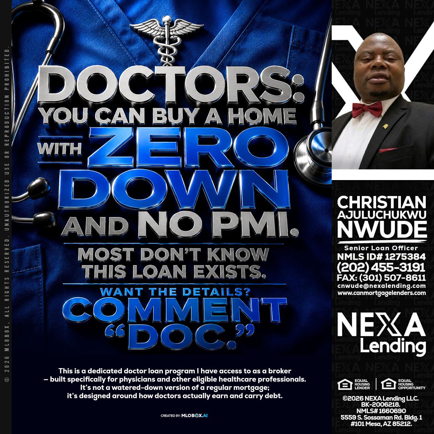 DOCTORS YOU CAN BUY - Christian AJuluchukwu Nwude -Senior Loan Officer
