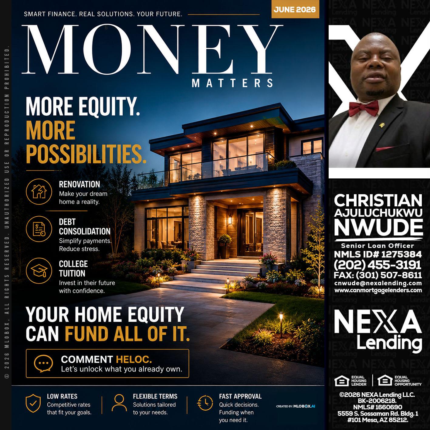 MONEY MATTERS - Christian AJuluchukwu Nwude -Senior Loan Officer