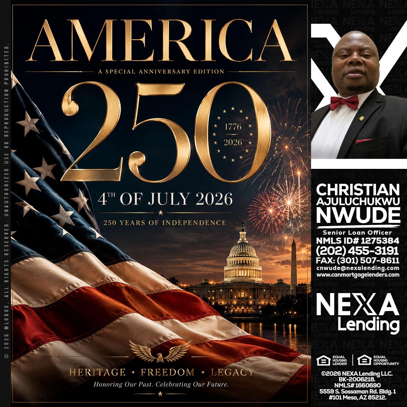 AMERICA 250 TH - Christian AJuluchukwu Nwude -Senior Loan Officer