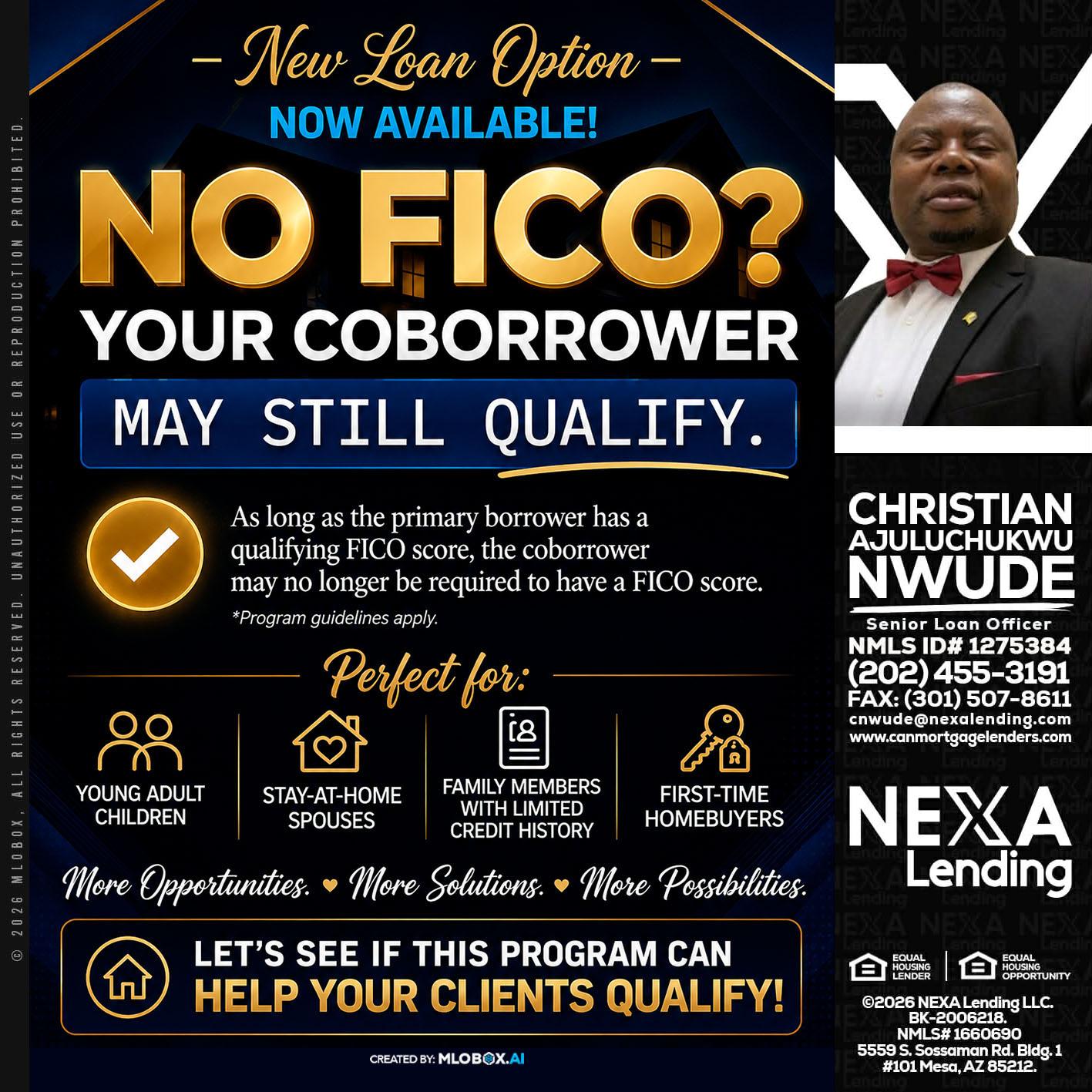 NO FICO - Christian AJuluchukwu Nwude -Senior Loan Officer