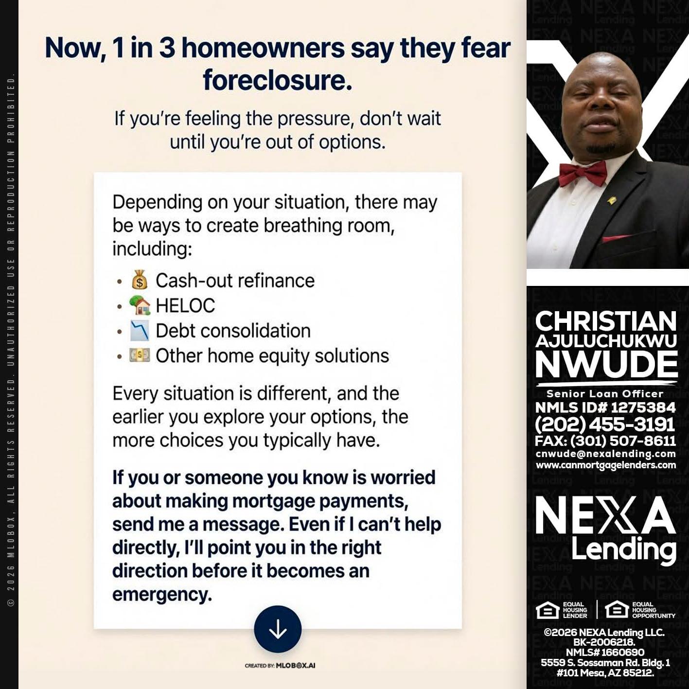 NOW, 1 IN 3 - Christian AJuluchukwu Nwude -Senior Loan Officer