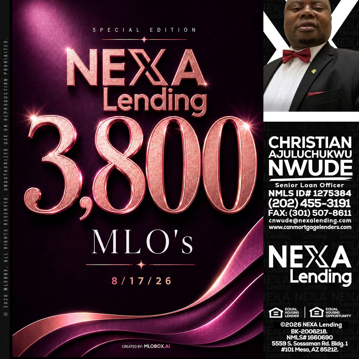 3800 MLOs - Christian AJuluchukwu Nwude -Senior Loan Officer