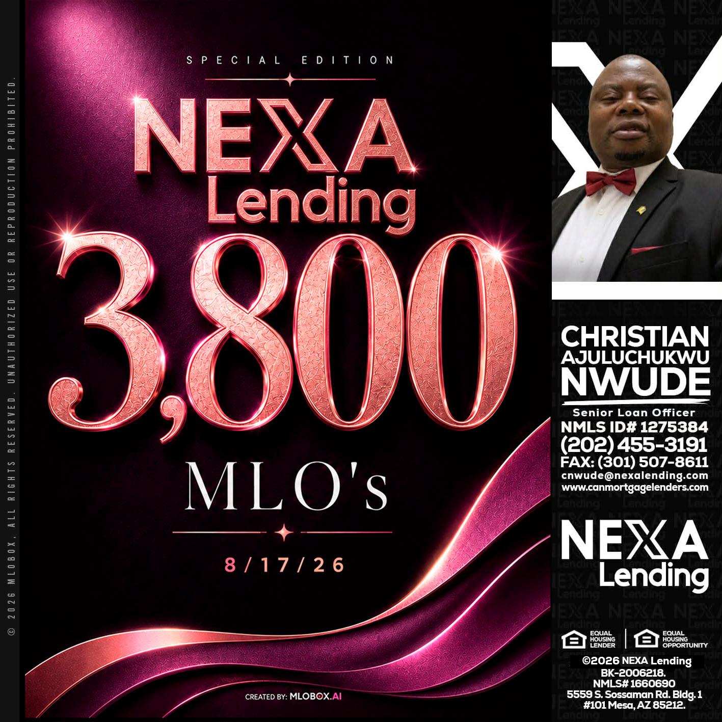 3800 MLOs - Christian AJuluchukwu Nwude -Senior Loan Officer
