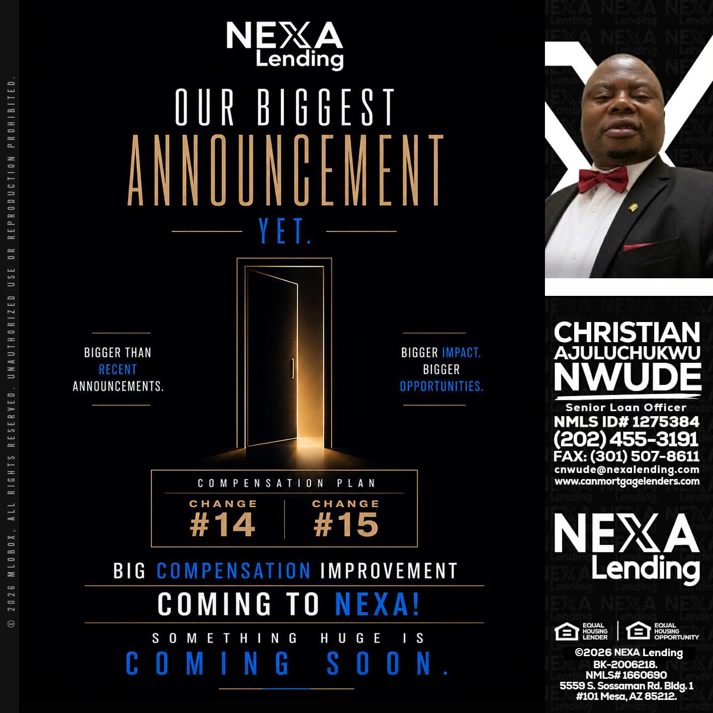 ANNOUNCEMENT - Christian AJuluchukwu Nwude -Senior Loan Officer