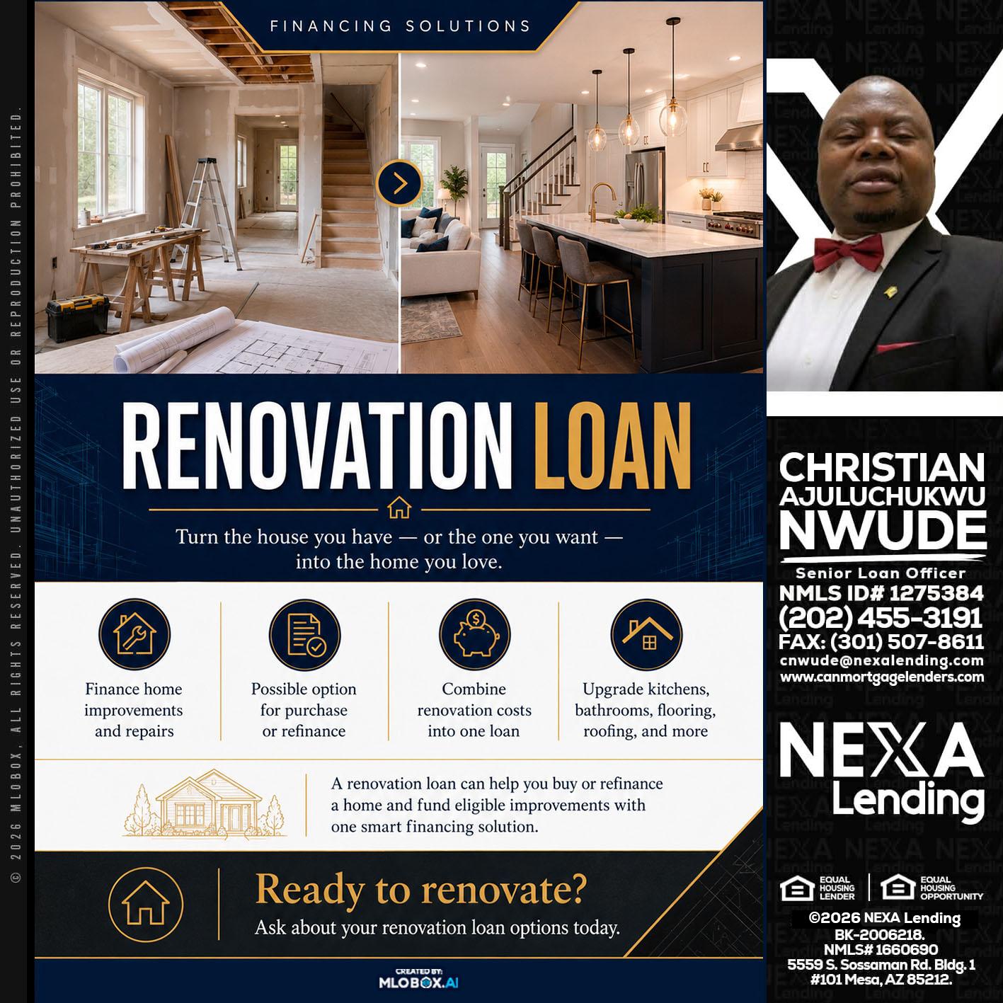 RENOVATION LOAN - Christian AJuluchukwu Nwude -Senior Loan Officer
