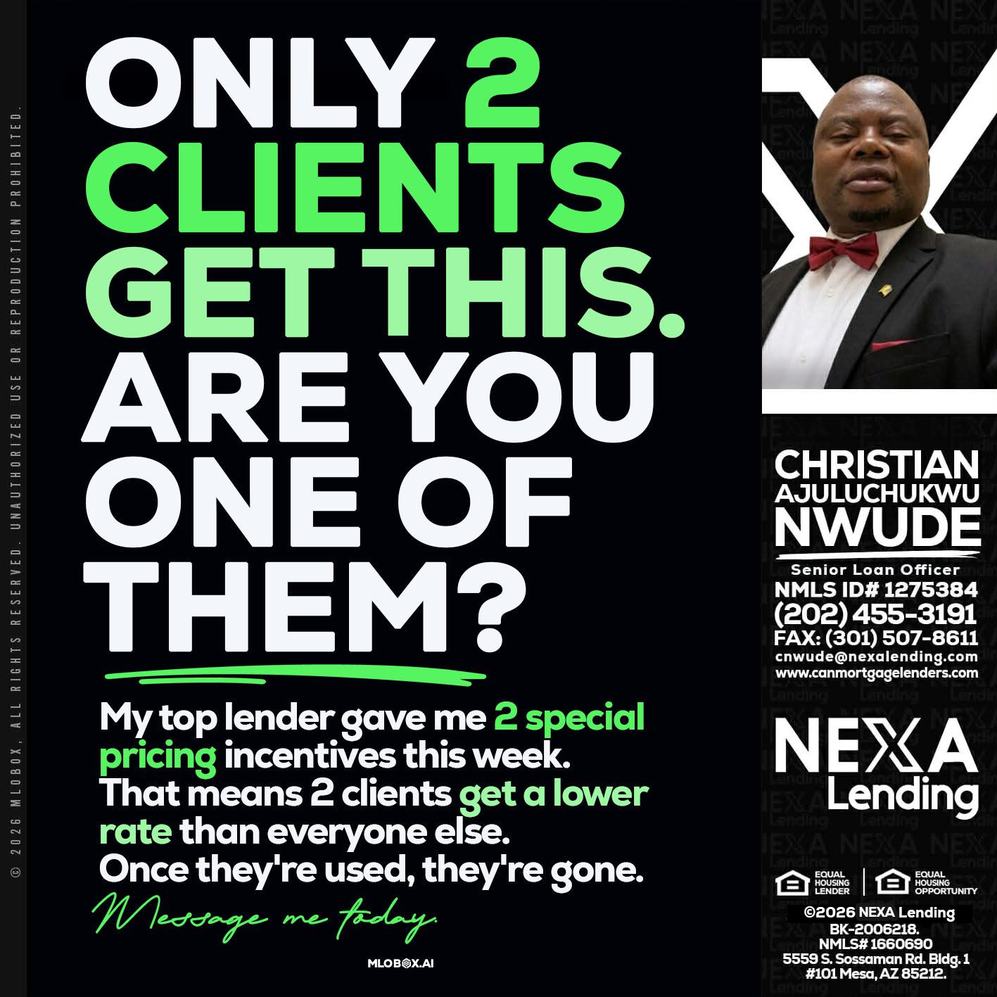 ONLY 2 CLIENTS - Christian AJuluchukwu Nwude -Senior Loan Officer