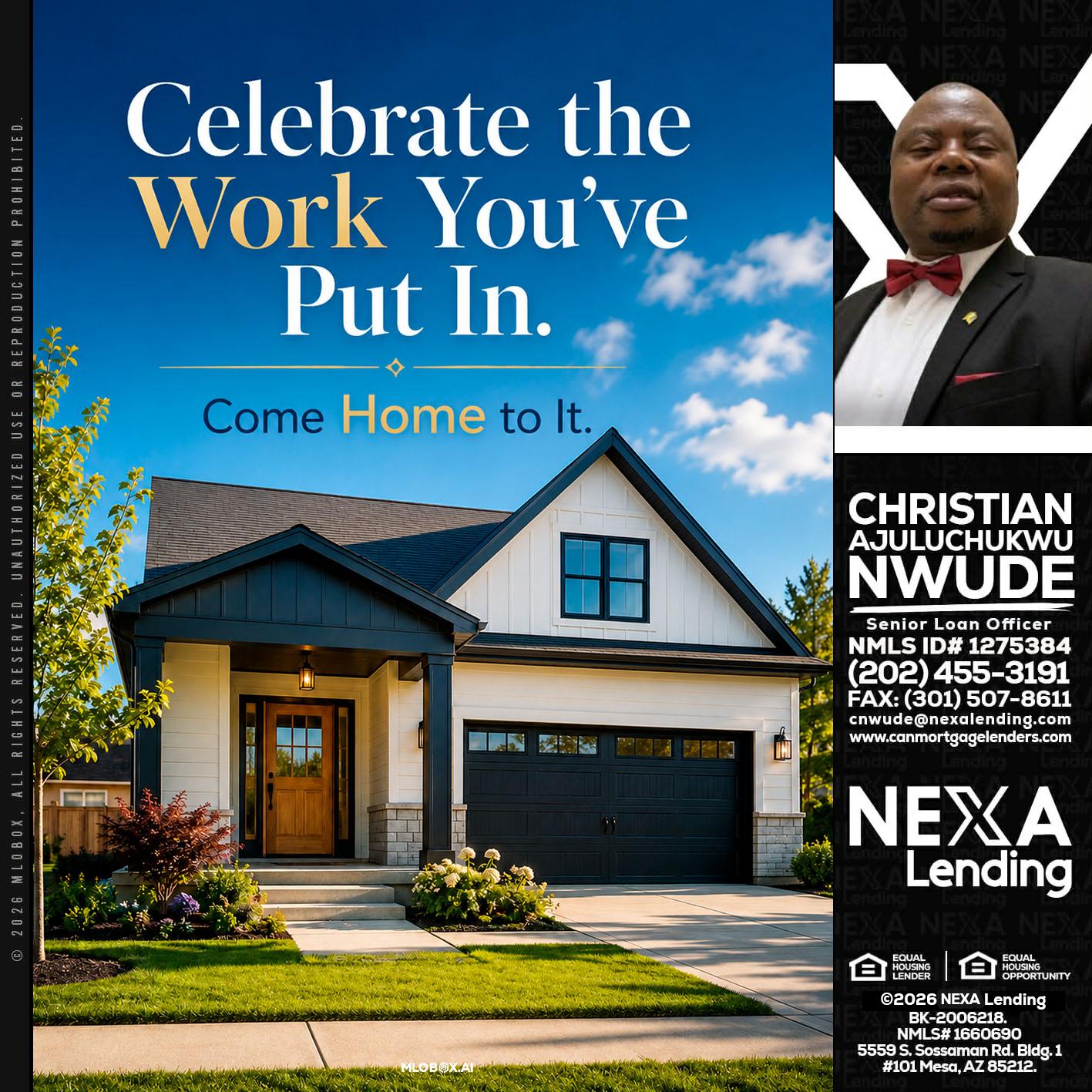celebrate Labor Day - Christian AJuluchukwu Nwude -Senior Loan Officer