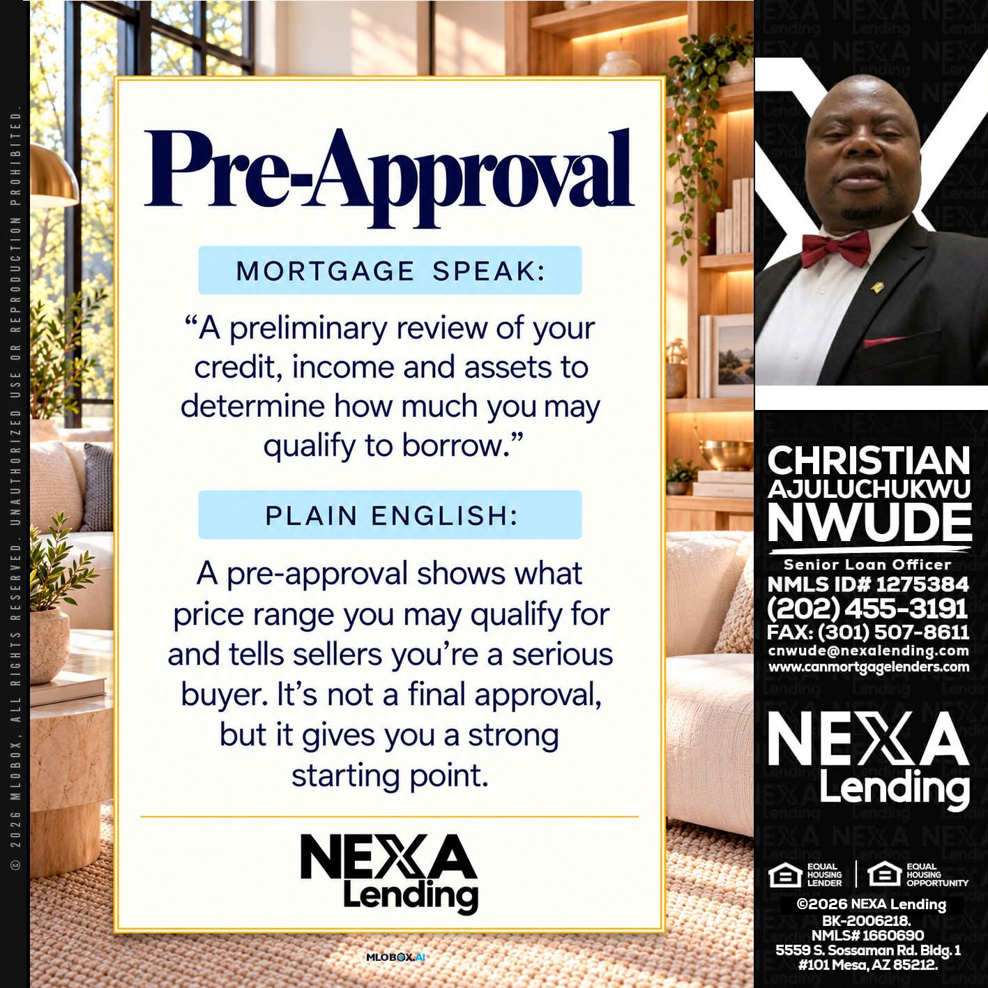 PREAPROVAL - Christian AJuluchukwu Nwude -Senior Loan Officer