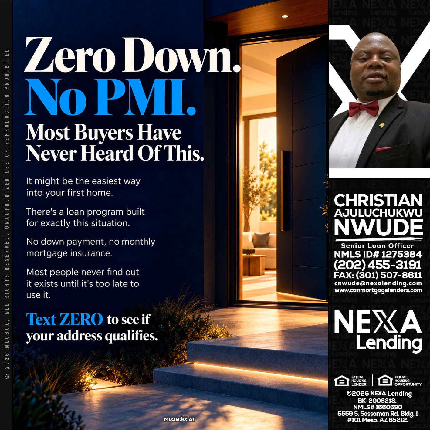 zero down - Christian AJuluchukwu Nwude -Senior Loan Officer