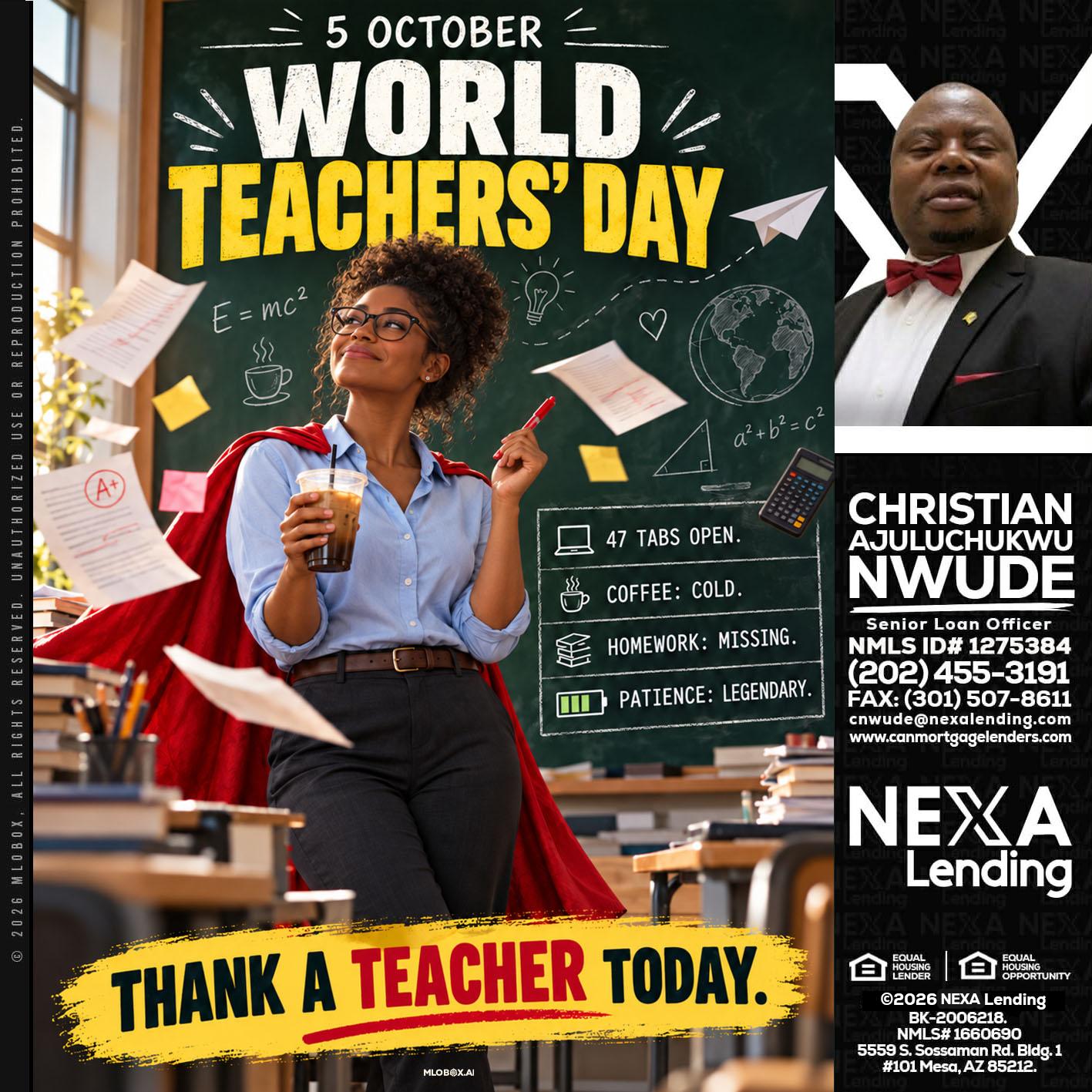 world teacher day - Christian AJuluchukwu Nwude -Senior Loan Officer